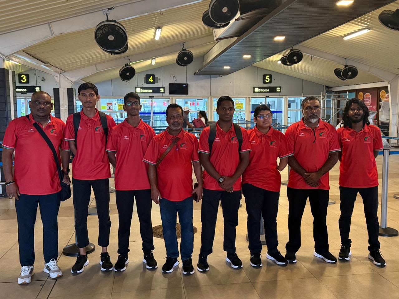 The Maldives delegation gathers at the airport before departing for the Dubai 2025 Asian Youth Para Games.